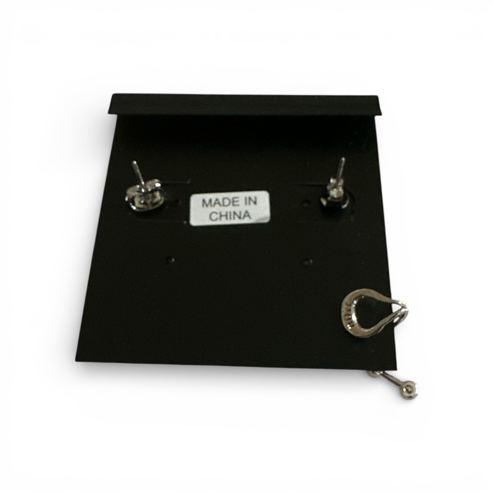 nOir Crystal Ear Cuff & Stud Earrings Set | Silver Tone Celestial Climber - Picture 3 of 5
